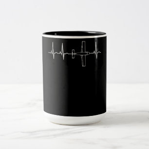 Caneca De Café Em Dois Tons Presente voador piloto piloto piloto de pulsação