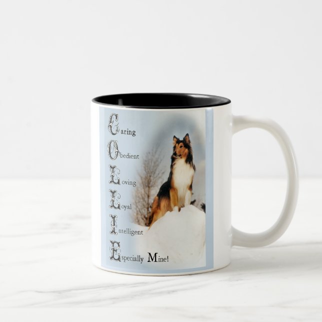 Caneca De Café Em Dois Tons Presentes ásperos do Collie do Sable (Direita)