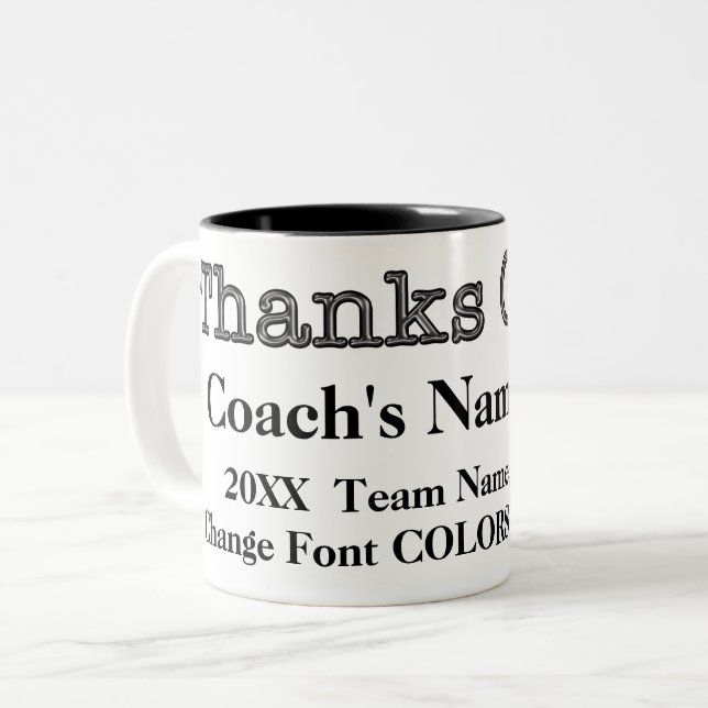 Caneca De Café Em Dois Tons Presentes baratos para treinadores, PERSONALIZADOS (Frente Esquerda)