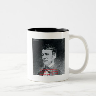 Caneca De Café Em Dois Tons Presentes com Citação de Emerson "Creed The Deed"