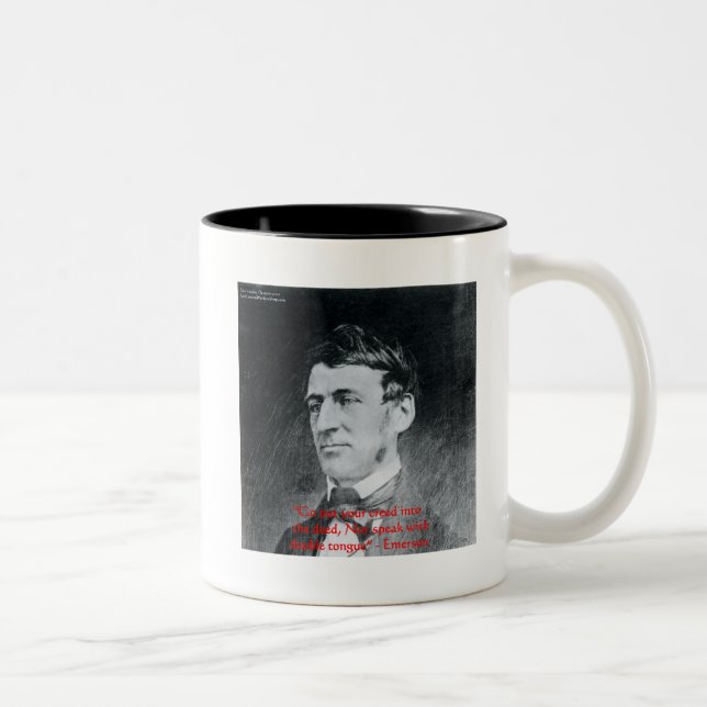 Caneca De Café Em Dois Tons Presentes com Citação de Emerson "Creed The Deed"  (Direita)
