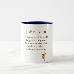 Caneca De Café Em Dois Tons presentes cristãos João 3:16