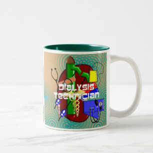 Caneca De Café Em Dois Tons Presentes da arte do técnico da diálise
