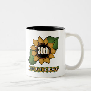 Caneca De Café Em Dois Tons Presentes de aniversário de 30 anos do girassol