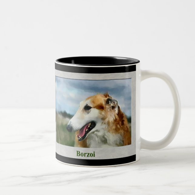 Caneca De Café Em Dois Tons Presentes de Arte Borzoi (Direita)