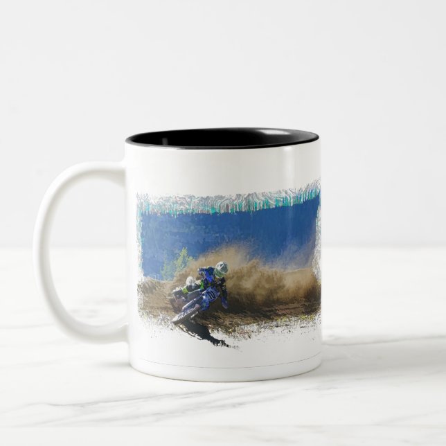 Caneca De Café Em Dois Tons Presentes de Arte de Piloto de Motocross (Esquerda)