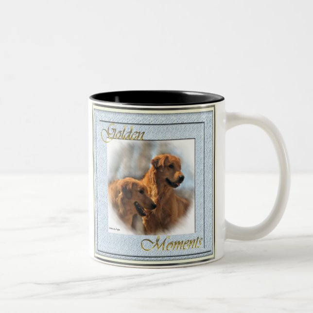 Caneca De Café Em Dois Tons Presentes de Arte do Golden Retriever (Direita)