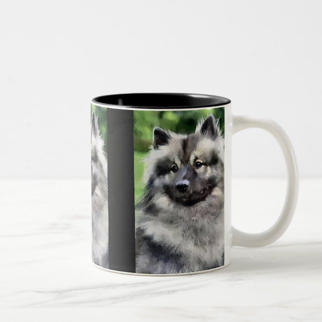 Caneca De Café Em Dois Tons Presentes de Arte Keeshond (Direita)