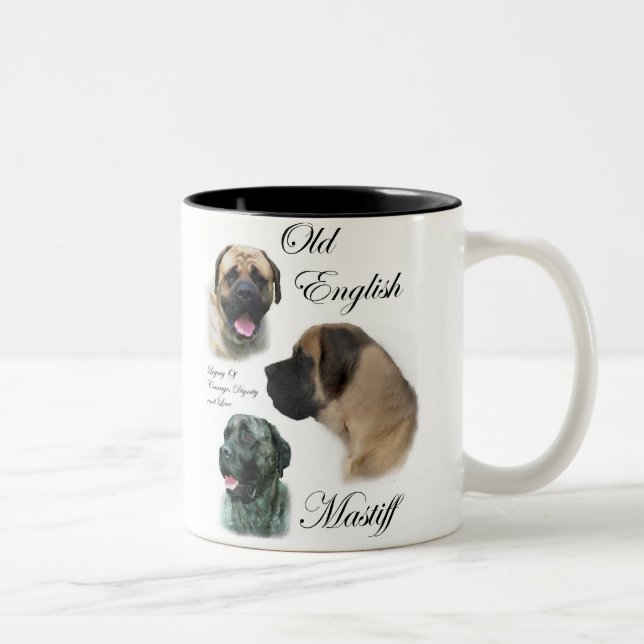 Caneca De Café Em Dois Tons Presentes de Arte Mastiff Inglês (Direita)
