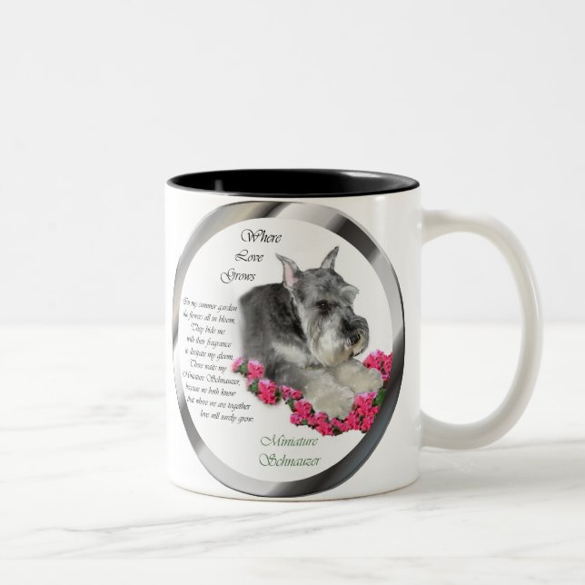 Caneca De Café Em Dois Tons Presentes de Arte Miniatura Schnauzer (Direita)