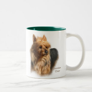 Caneca De Café Em Dois Tons Presentes de Arte Terrier Australianos