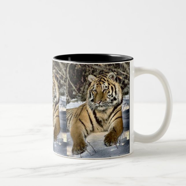 Caneca De Café Em Dois Tons Presentes de Arte Tiger Amantes (Direita)