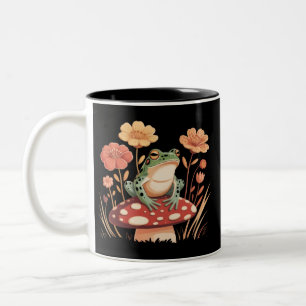 Caneca De Café Em Dois Tons Presentes de Botânicos Amantes de Rãs Florais Flor