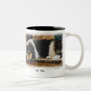 Caneca De Café Em Dois Tons Presentes De Collie Rough De Três Cores