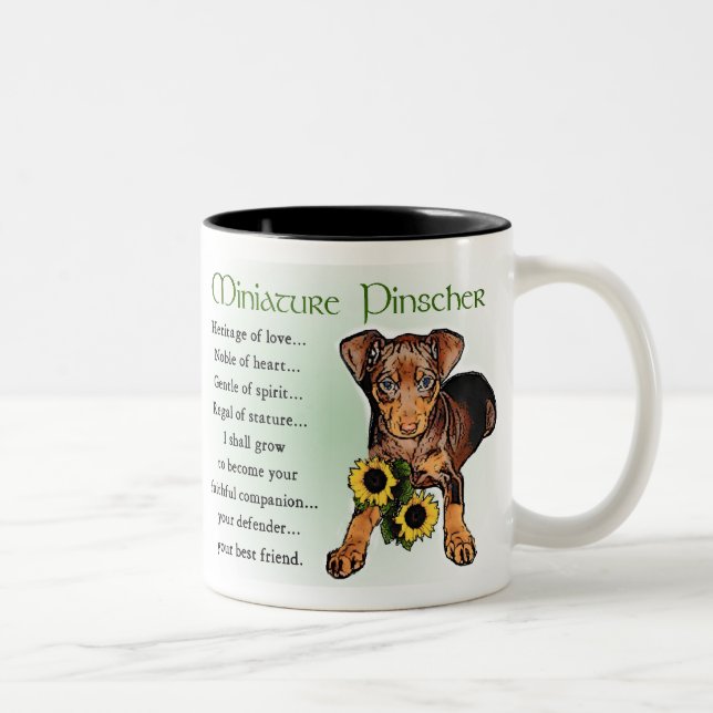Caneca De Café Em Dois Tons Presentes de Miniatura Pinscher (Direita)
