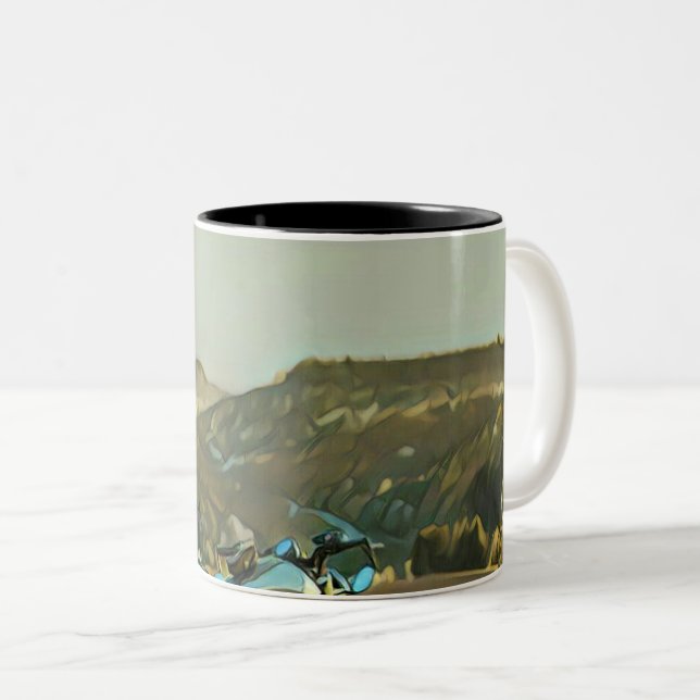 Caneca De Café Em Dois Tons Presentes de motocicleta (Frente Esquerda)