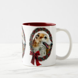 Caneca De Café Em Dois Tons Presentes de Natal Borzoi