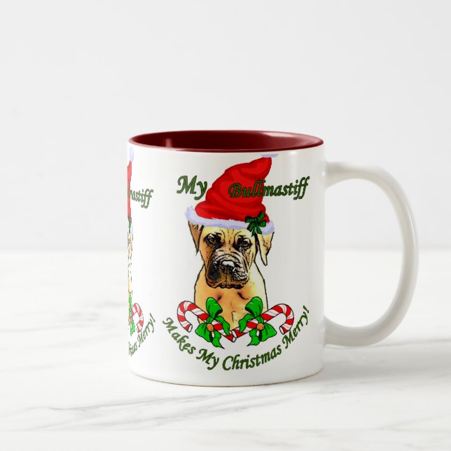 Caneca De Café Em Dois Tons Presentes de Natal Bullmastiff (Direita)