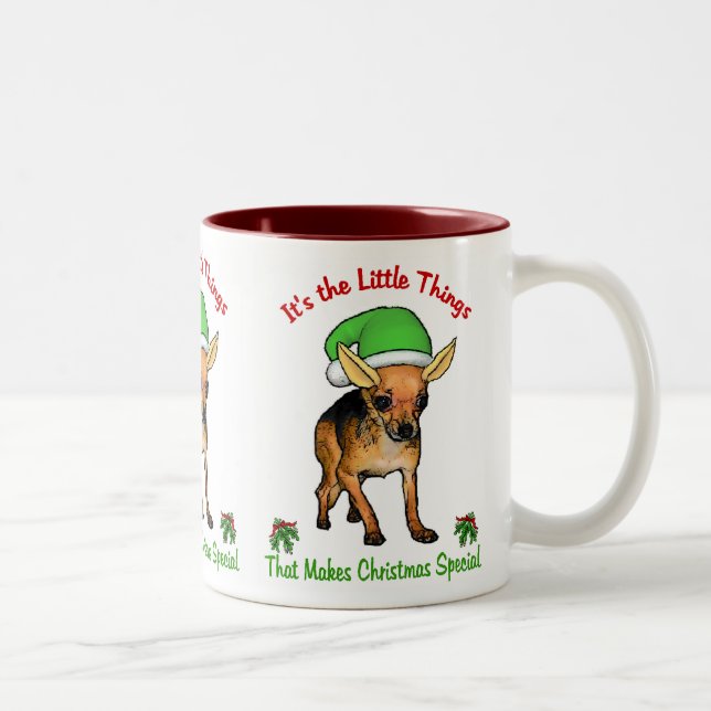 Caneca De Café Em Dois Tons Presentes de Natal Chihuahua (Direita)