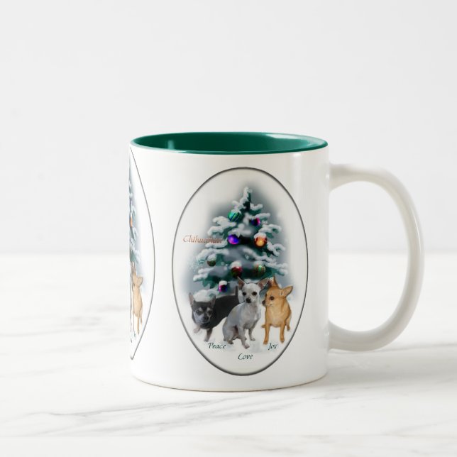 Caneca De Café Em Dois Tons Presentes de Natal Chihuahua (Direita)