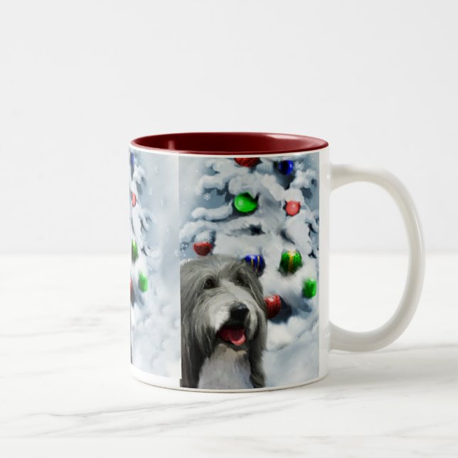 Caneca De Café Em Dois Tons Presentes de Natal Collie (Direita)