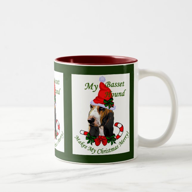 Caneca De Café Em Dois Tons Presentes de Natal de Caça-Basset (Direita)