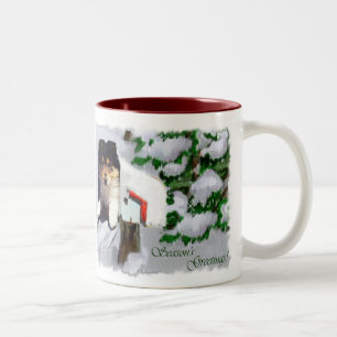 Caneca De Café Em Dois Tons Presentes de Natal de Collie Tripla Collie