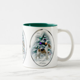 Caneca De Café Em Dois Tons Presentes de Natal de Fio Fox Terrier
