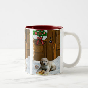 Caneca De Café Em Dois Tons Presentes de Natal de Goldendoodle