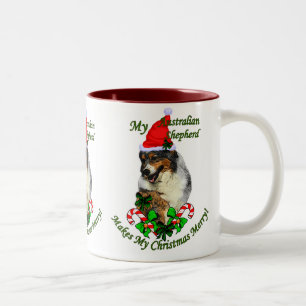 Caneca De Café Em Dois Tons Presentes de Natal de Pastor Australianos