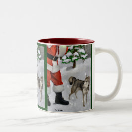 Caneca De Café Em Dois Tons Presentes de Natal do Klee Kai no Alaska