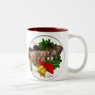 Caneca De Café Em Dois Tons Presentes de Natal do Pinscher Alemão