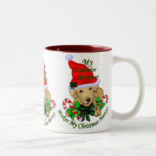 Caneca De Café Em Dois Tons Presentes de Natal do Yellow Labrador Retriever