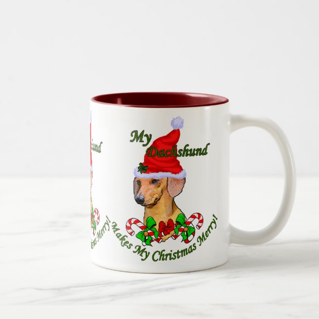 Caneca De Café Em Dois Tons Presentes de Natal para Dachshund (Direita)