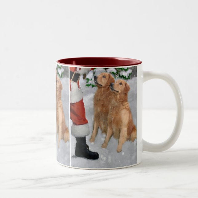 Caneca De Café Em Dois Tons Presentes de Natal para ouro Retriever (Direita)