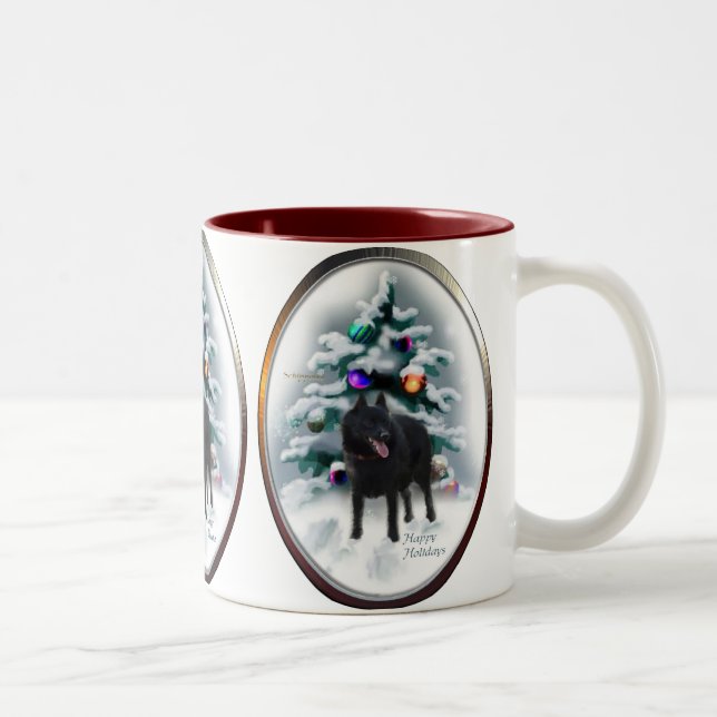 Caneca De Café Em Dois Tons Presentes de Natal Schipperke (Direita)