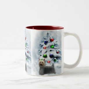 Caneca De Café Em Dois Tons Presentes de Natal Silky Terrier