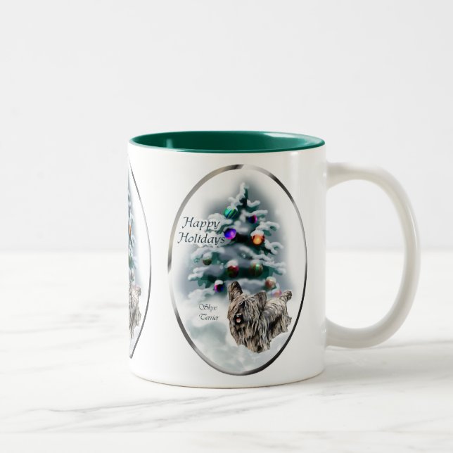 Caneca De Café Em Dois Tons Presentes de Natal Skye Terrier (Direita)
