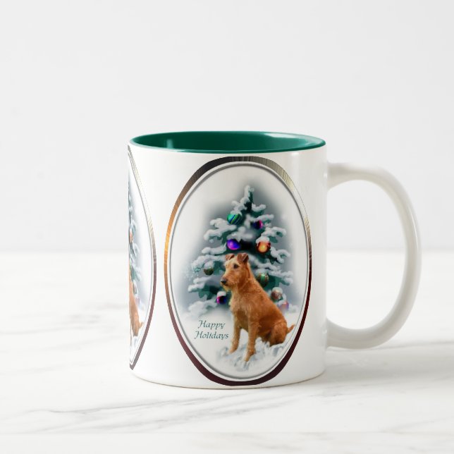 Caneca De Café Em Dois Tons Presentes de Natal Terrier irlandeses (Direita)