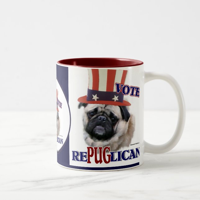 Caneca De Café Em Dois Tons Presentes de Pug Lovers (Direita)