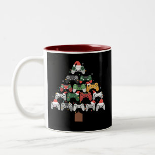 Caneca De Café Em Dois Tons Presentes do Gamers de Árvore de Jogos de Natal