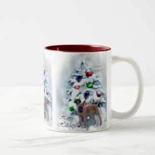 Caneca De Café Em Dois Tons Presentes do Natal de Malinois do belga