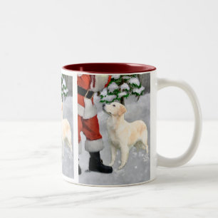 Caneca De Café Em Dois Tons Presentes do Natal do golden retriever