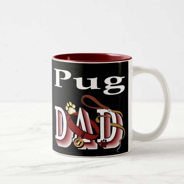 Caneca De Café Em Dois Tons Presentes do Pai Pug (Direita)