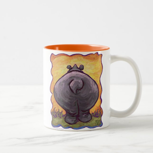 Caneca De Café Em Dois Tons Presentes e Acessórios de Hipopótamo (Direita)