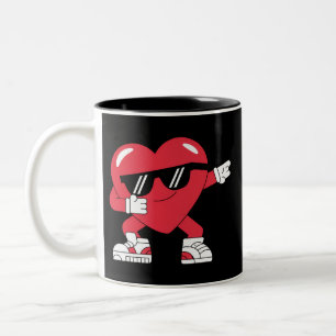 Caneca De Café Em Dois Tons Presentes Engraçados Coração Dabbing Dia dos Namor