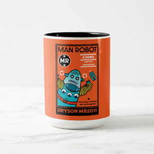 Caneca De Café Em Dois Tons Presentes Robôs Para Aniversário Ou Casamento