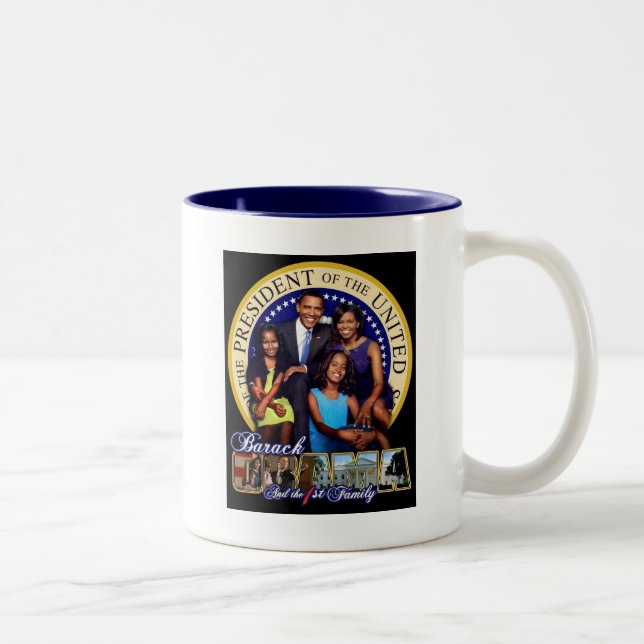 CANECA DE CAFÉ EM DOIS TONS PRESIDENTE BARACK OBAMA E FAMÍLIA (Direita)