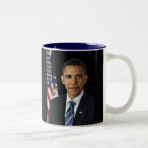 Caneca De Café Em Dois Tons Presidente oficial Barack Obama do retrato, bk