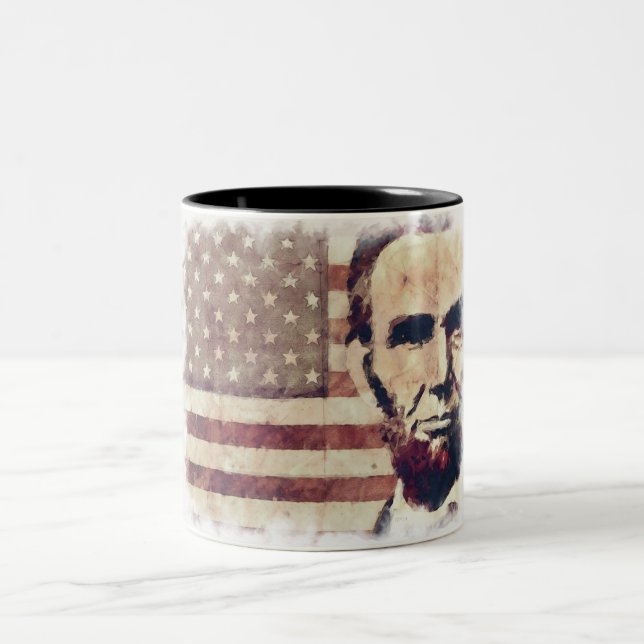 Caneca De Café Em Dois Tons Presidente Patriota Abraham Lincoln (Centro)